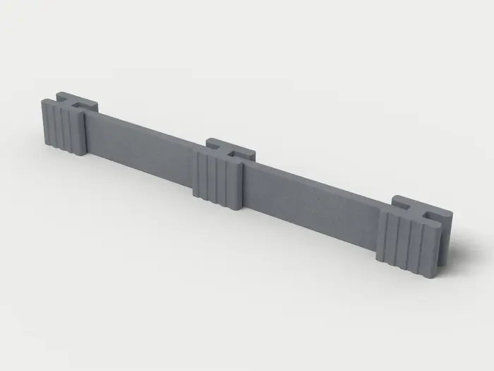 Visualisierung: Mauersystem Höhe 27,5 cm mit Betonriegeln in Anthrazit, schräg von oben (3/4-Ansicht); Farbton nicht verbindlich.