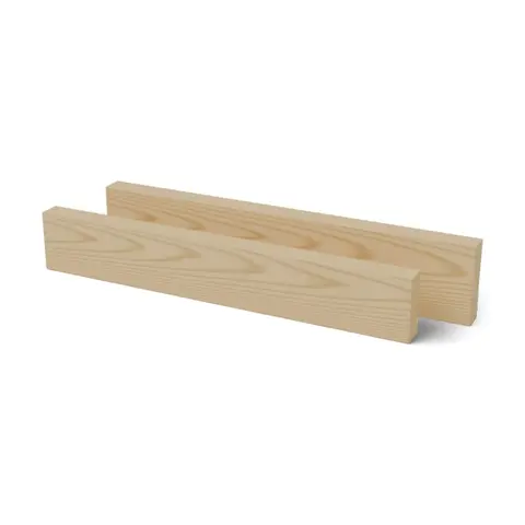 Visualisierung: Vablo Holzriegel, 3D-Ansicht – zwei Riegel gestaffelt: 100 × 16 vorne, 100 × 20 dahinter